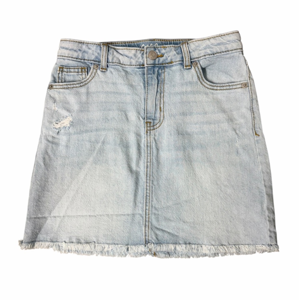 Cat & Jack Light Blue Distressed Denim Stretch Skirt